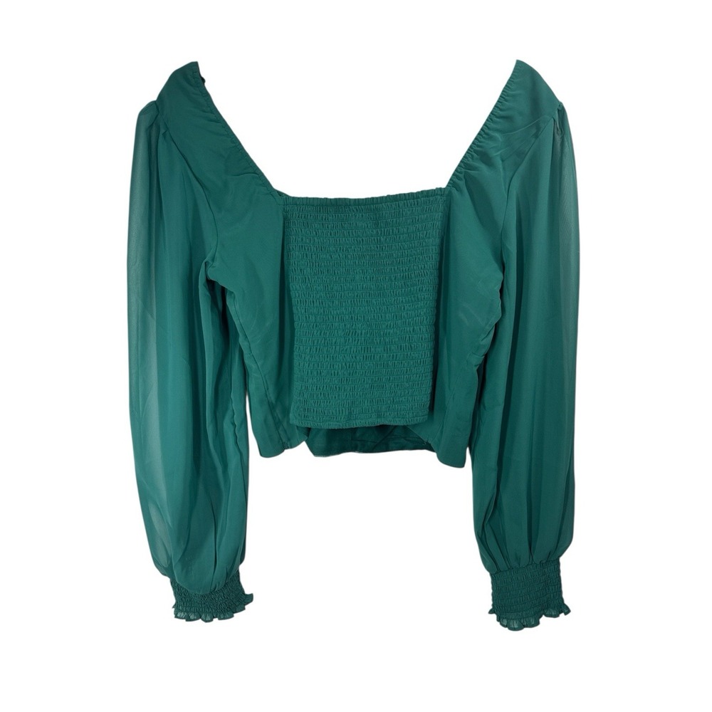 Abercrombie & Fitch Women's Puff Sleeve Translucent Sleeve Black Blouse - Size L - Picture 2 of 7